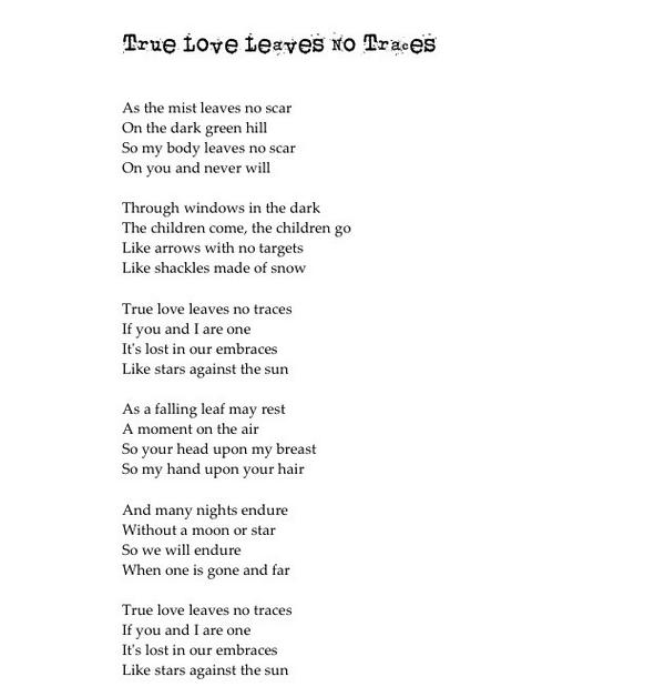 true love leaves no traces