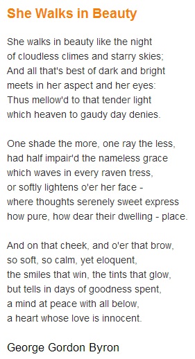 She walks in beauty like the night